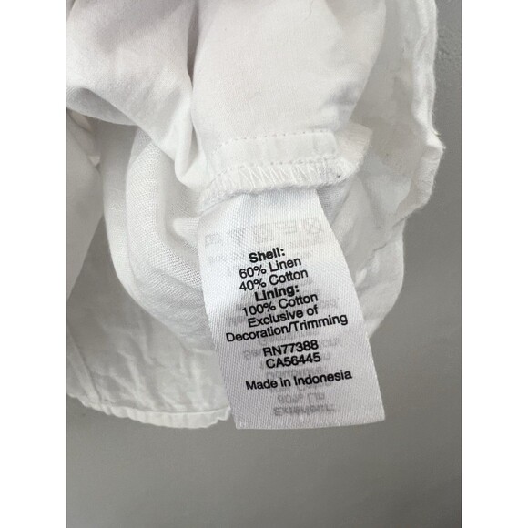 J CREW Embroidered Top White Linen Blend Shirt Size 10 Boxy Swing Blouse - Picture 4 of 5